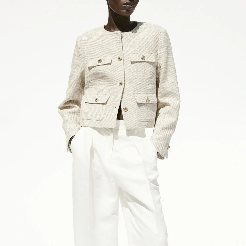 H&M Cream Textured Jacket - Picture 4 of 4